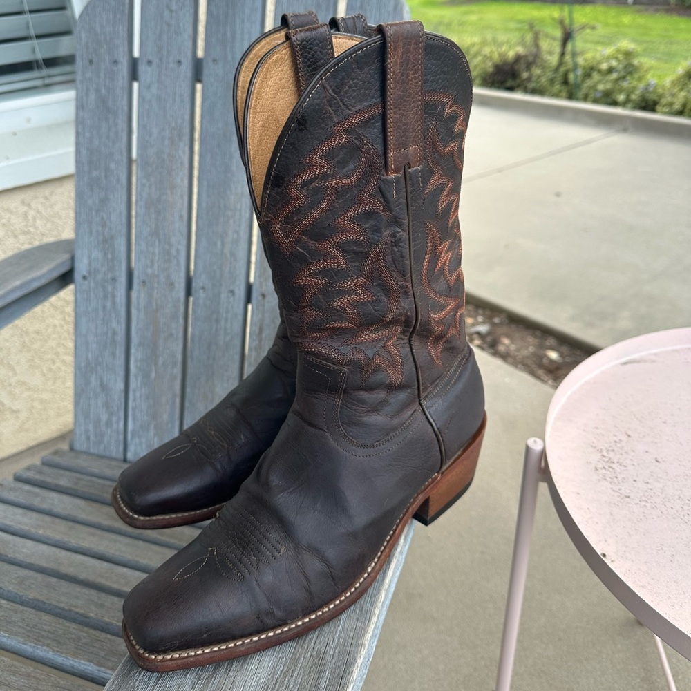 Men’s Square Toe Western Boot Rich Dark Brown